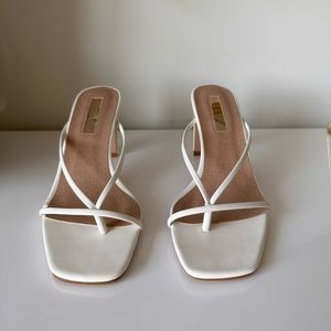 Princess Polly Billini Silas Heel - Size 7 - Faux leather white strappy heels